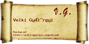 Velki Györgyi névjegykártya
